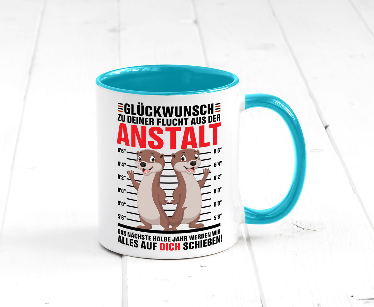 Glückwunch zur Flucht | Jobwechsel Arbeitskollegen Geschenk Arbeit Kollegen Tasse