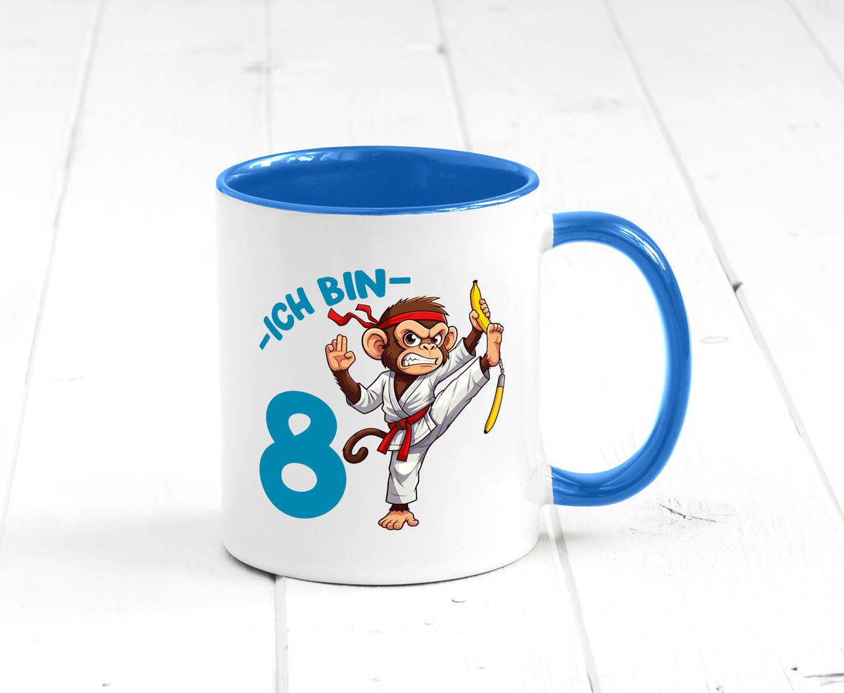 Ich bin 8 | 8. Geburtstag Karate Kampfsport Affe lustiger Spruch Geschenk Tasse
