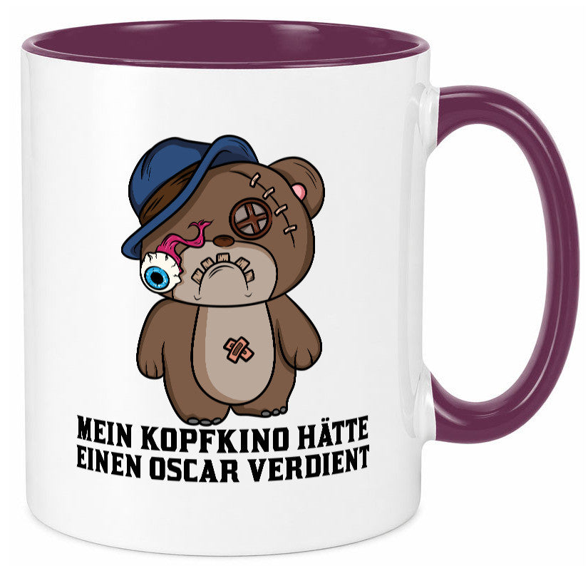 Mein Kopfkino hätte Oscar verdient | kaputter Bär Comic lustiger Spruch Tasse