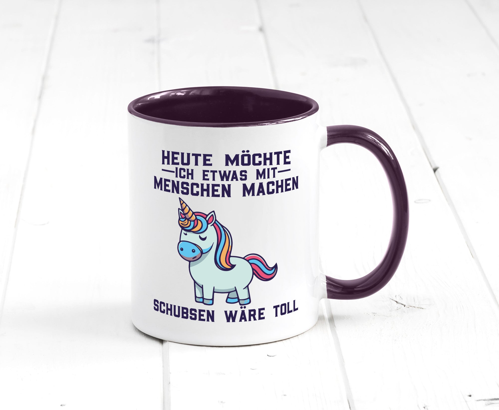 Heute möchte ich Menschen schubsen | Einhorn v2 Geschenk Humor Geschenkidee