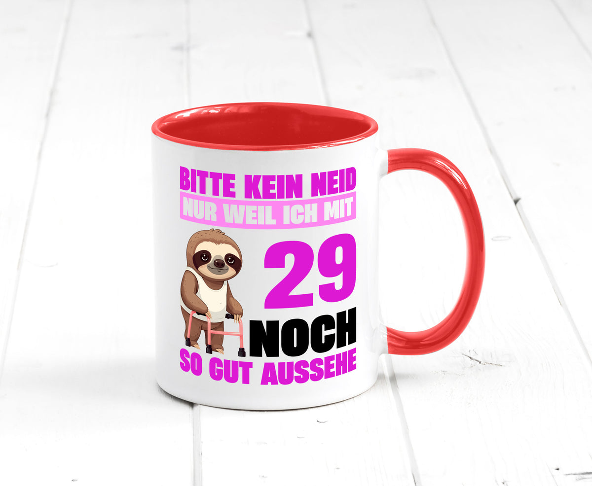 29. Geburtstag | Bitte kein neid Faultier 29 Jahre Humor Geschenkidee Tasse