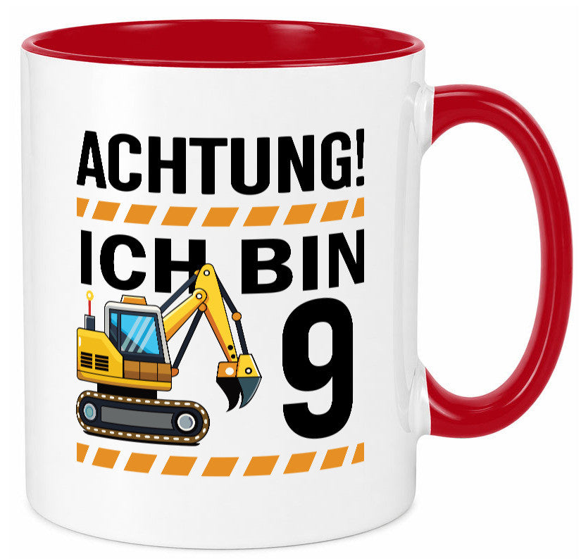 9 Geburtstag Ich bin | Bagger Junge lustiger Spruch Geschenk Geschenkidee Tasse