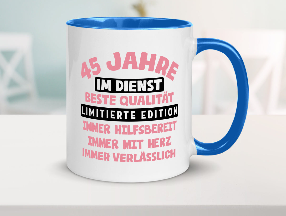 45 Jahre im Dienst | Jubiläum Arbeit v11 Geschenk Kollegen Büro lustiger Spruch Tasse