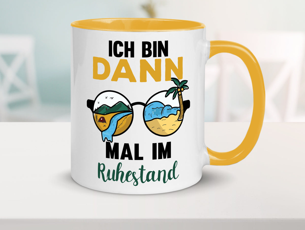 Bin dann mal im Ruhestand | Sonnenbrille Palme Meer lustig Jubiläum Geschenk Tasse