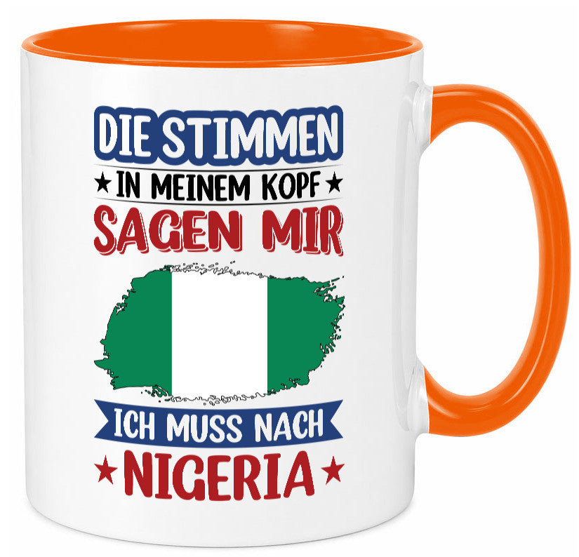 Nigeria | Urlaub Stimmen in meinem Kopf Traumland Geschenk Humor Geschenkidee Tasse