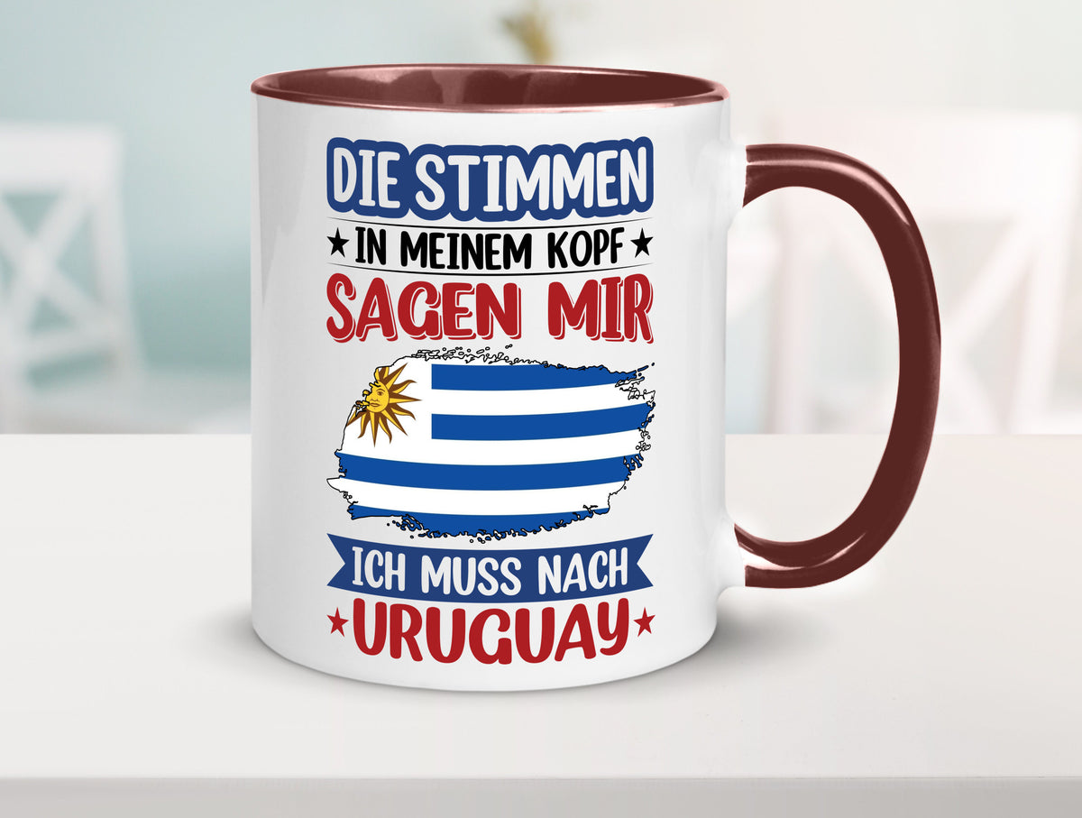 Uruguay | Urlaub Stimmen in meinem Kopf Traumland Geschenk Humor Geschenkidee Tasse