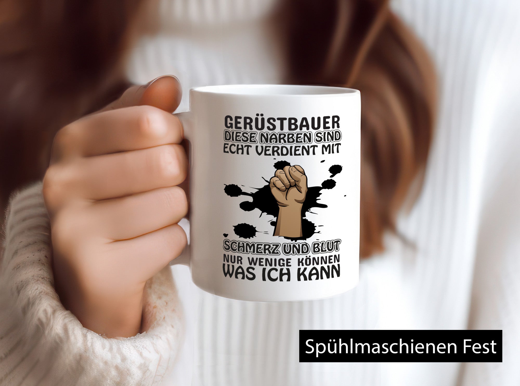 Gerüstbauer Tasse | Schmerz und Blut harte Arbeit lustig Kollegen Büro Geschenk