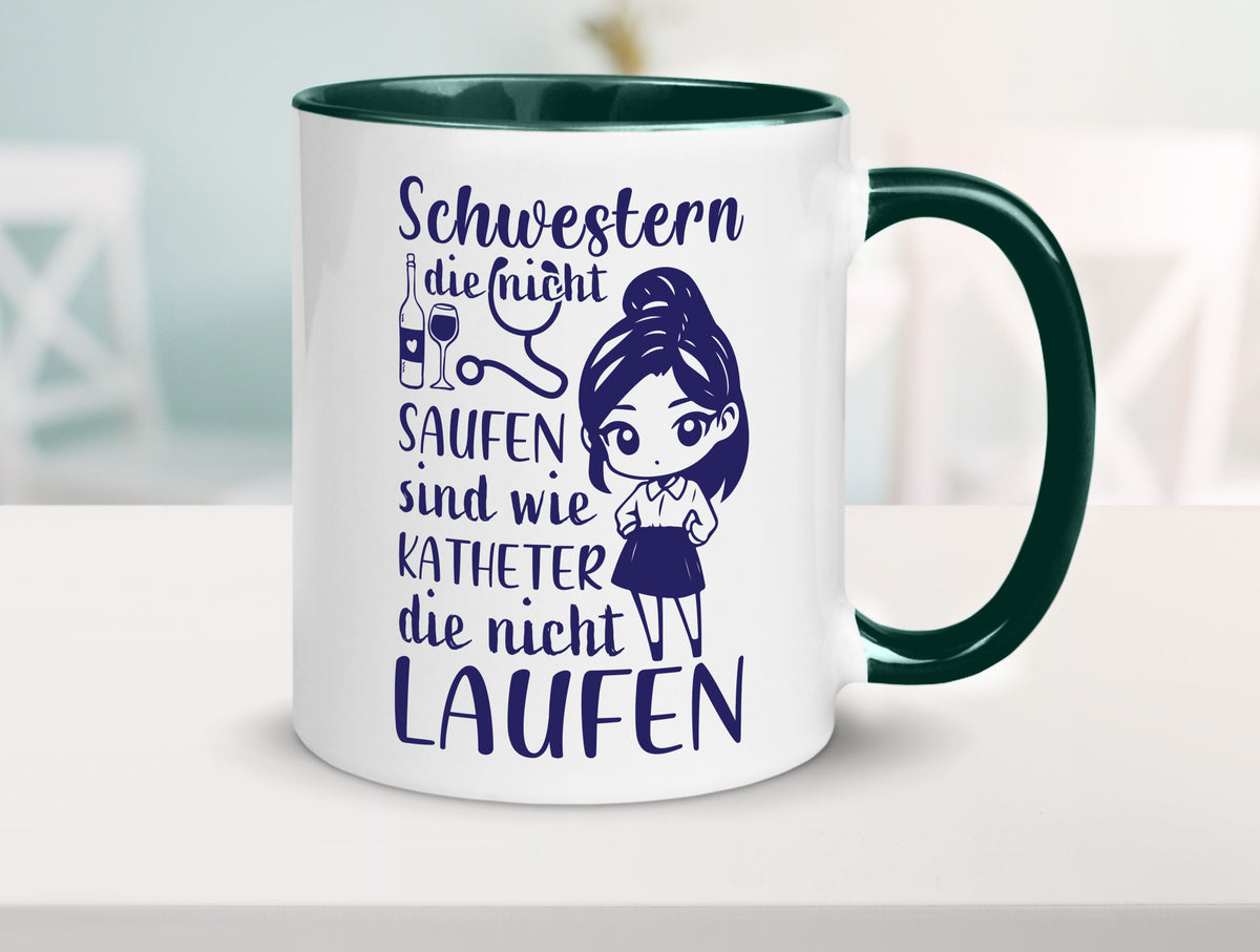 Schwestern die nicht saufen | Krankenschwester Alkolhol Geschenkidee Humor Tasse