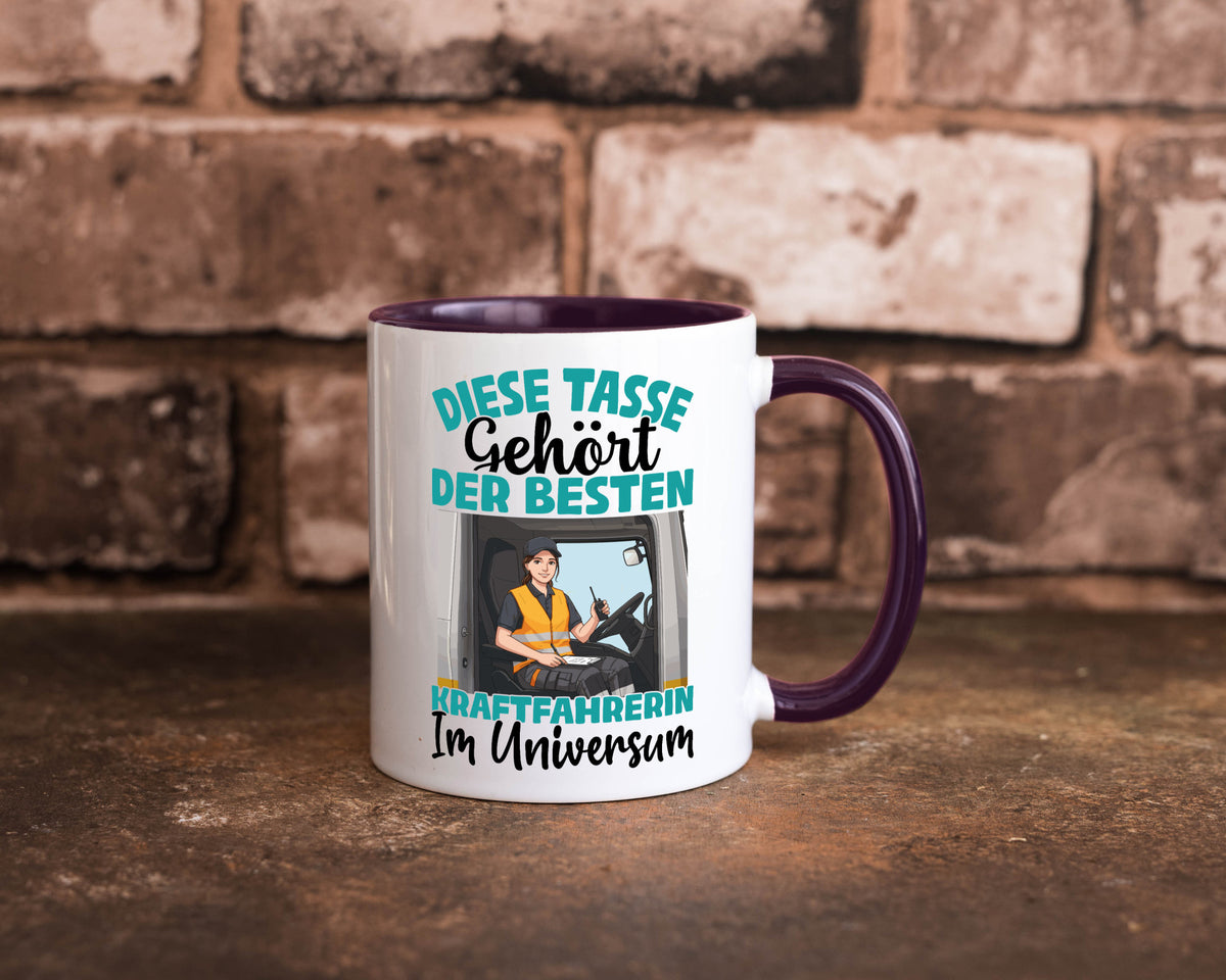 Im Universum: Kraftfahrerin | Lastwagen LKW lustig Humor Geschenkidee Geschenk Tasse