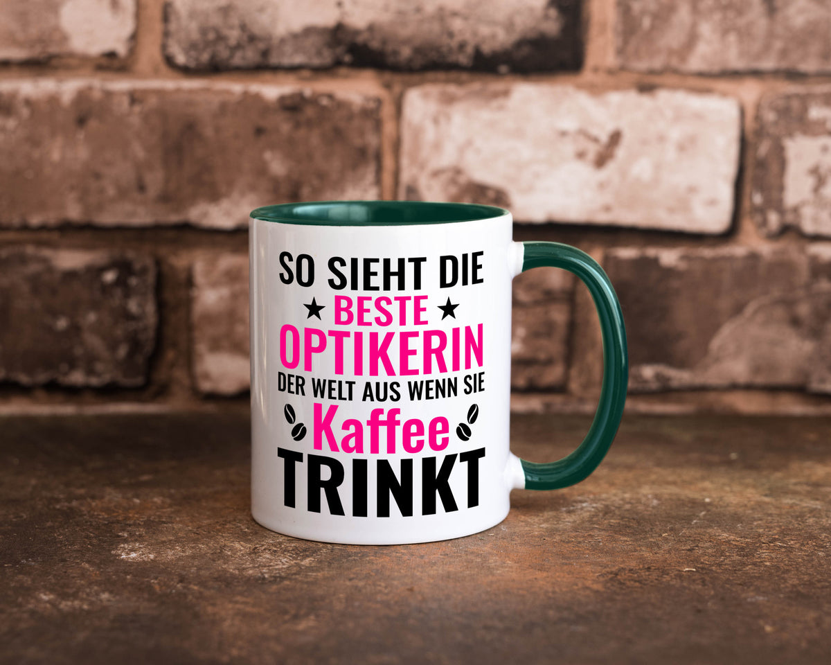 Kaffee trinkt: Optikerin | Augenoptik Geschenkidee Humor Tasse