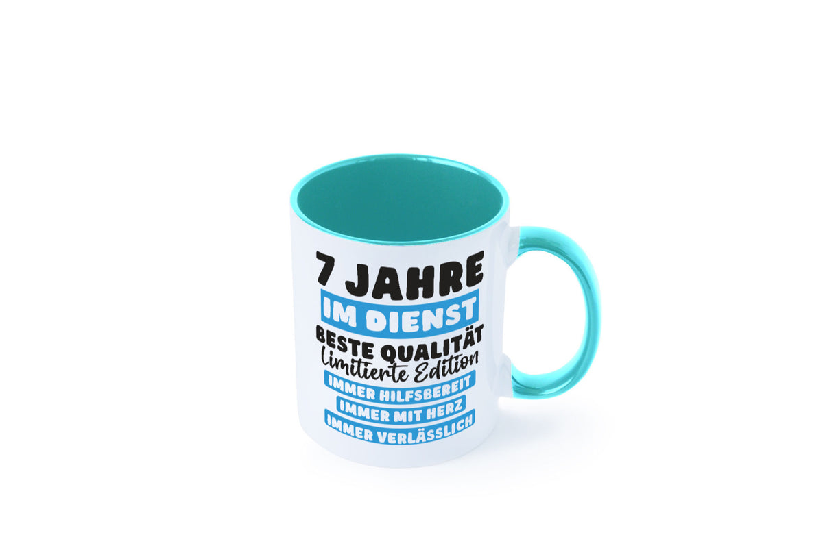 7 Jahre im Dienst | Jubiläum Arbeit v6 lustig Kollegen Büro Geschenk Tasse