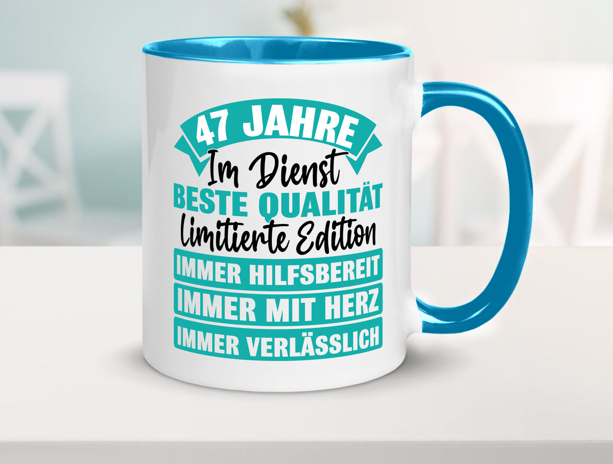 47 Jahre im Dienst | Jubiläum Arbeit Geschenk Kollegen Büro lustiger Spruch Tasse