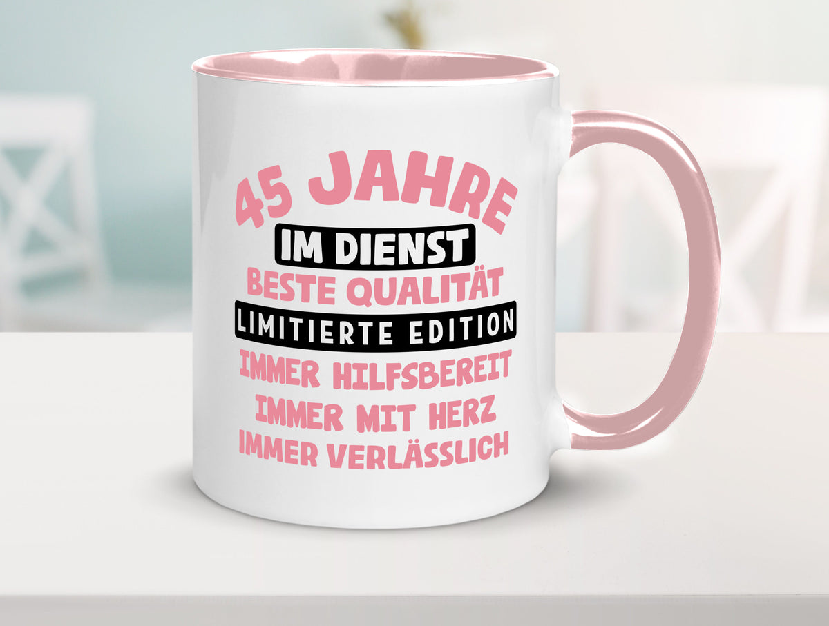 45 Jahre im Dienst | Jubiläum Arbeit v11 Geschenk Kollegen Büro lustiger Spruch Tasse
