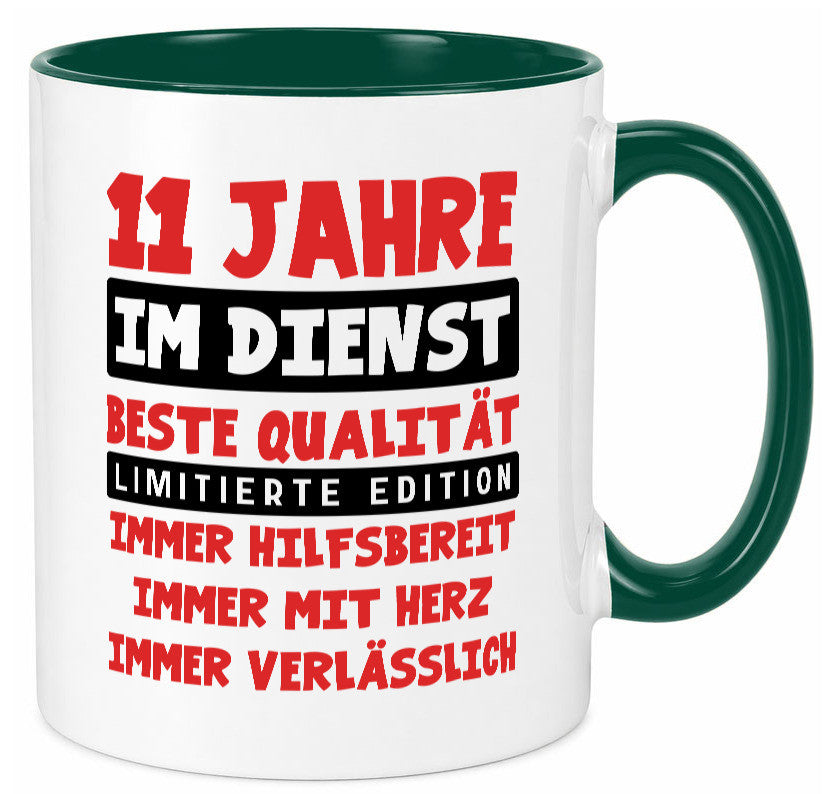 11 Jahre im Dienst | Jubiläum Arbeit v9 Geschenkidee Kollegen Büro Humor Tasse