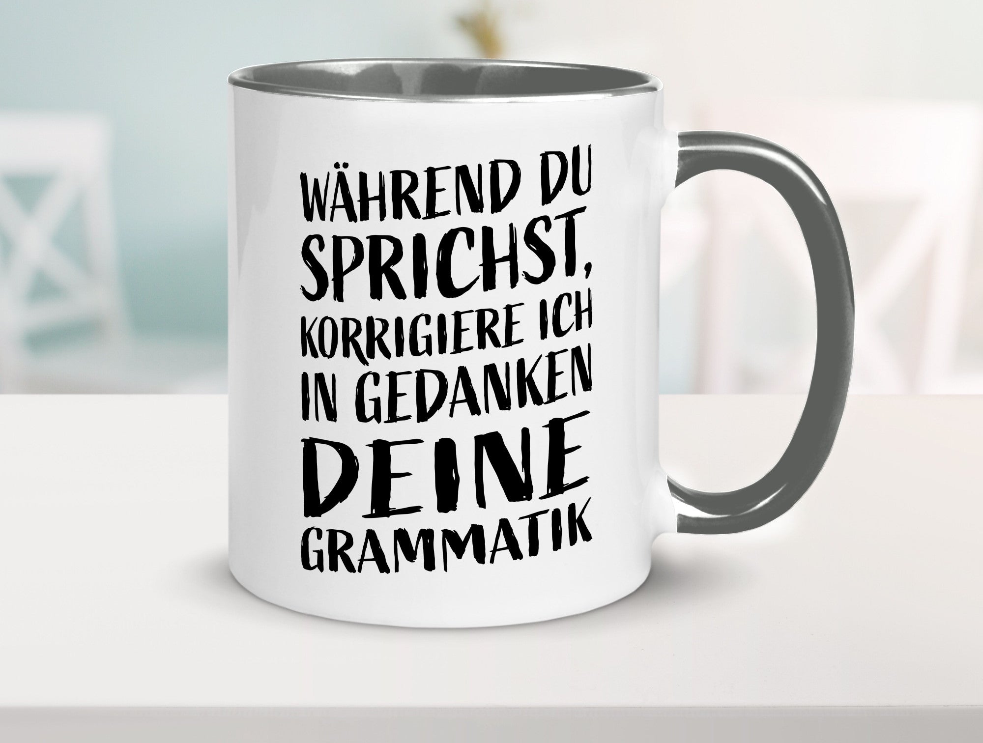 Während du sprichst, Grammatik korrigieren lustiger Spruch Geschenk Humor
