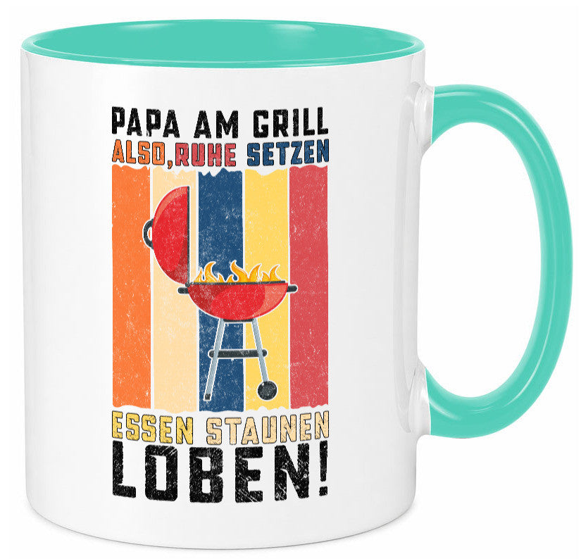 Papa am Grill | Grillmeister BBQ Grillabend v2 Geschenkidee Humor Tasse