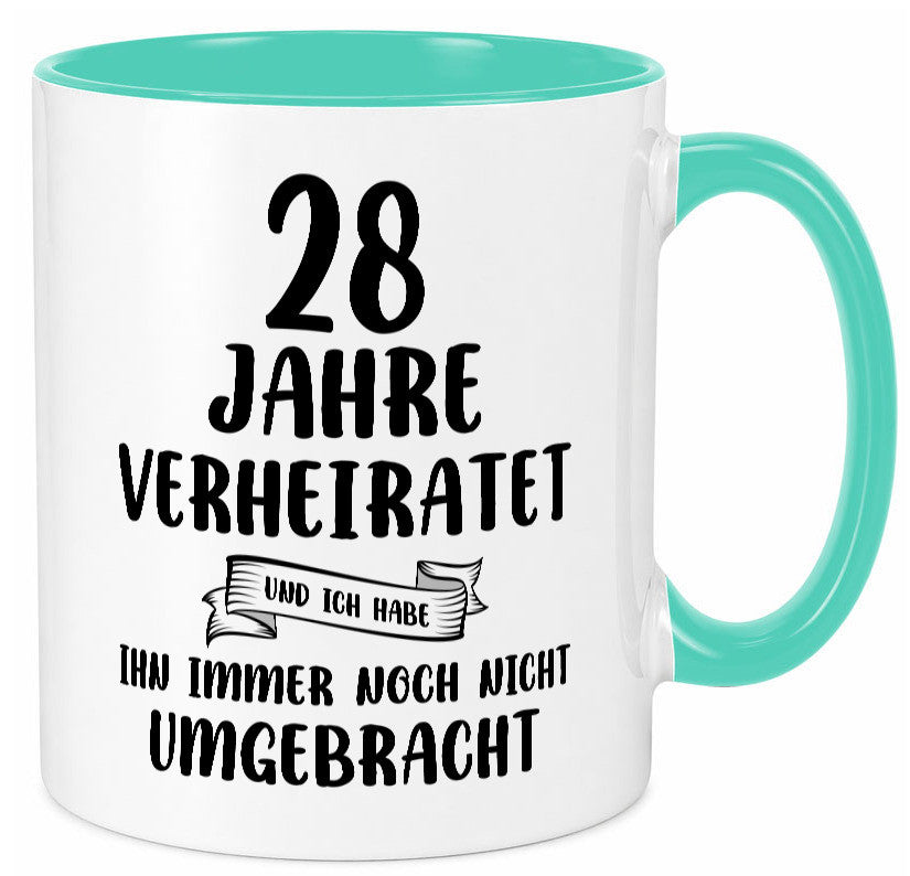28 Jahre Verheiratet, immer noch am Leben! Geschenkidee Humor Tasse