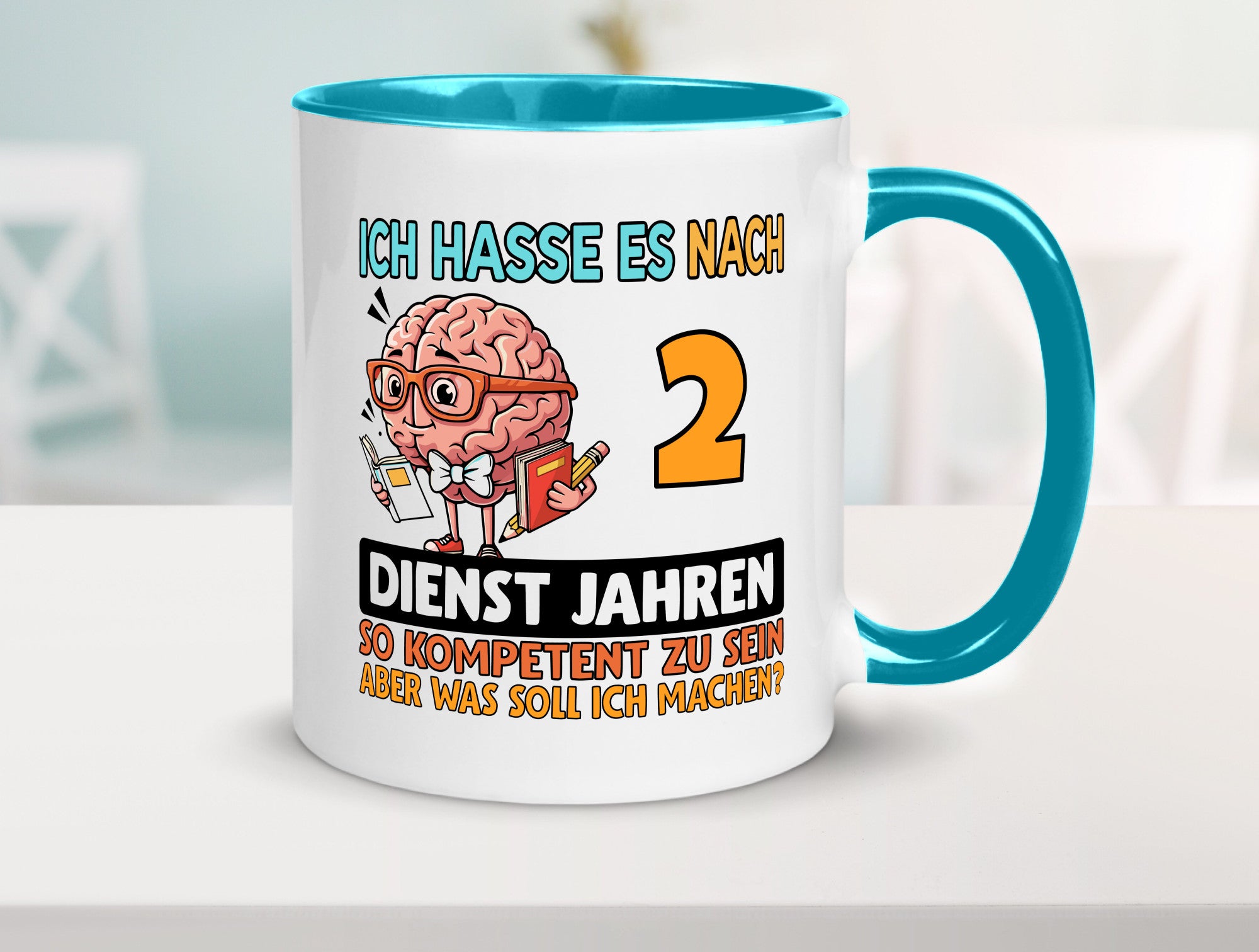 2 Dienstjahre | Arbeit Kompetent lustig Kollegen Büro Geschenk Tasse