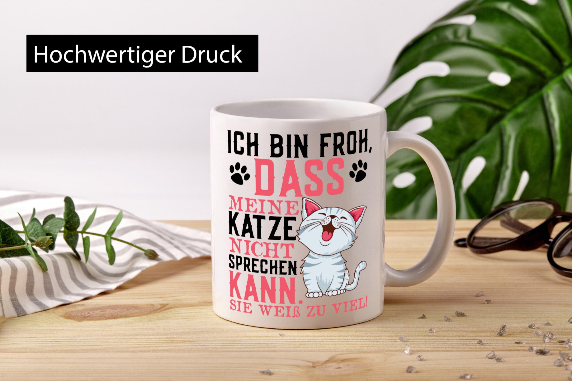 Lustiger Katzenspruch | Tierliebhaber Katzenfan Comic Spruch Geschenk Humor