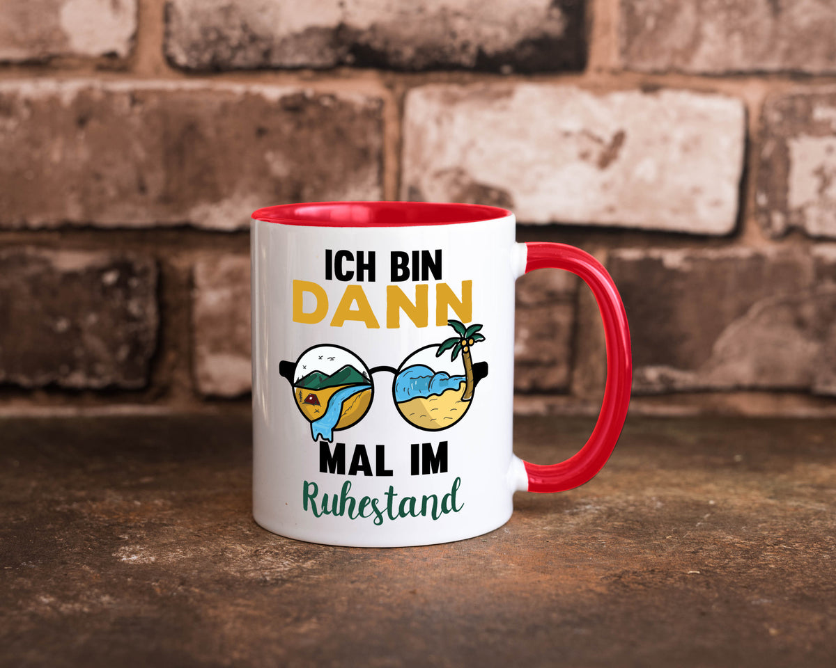 Bin dann mal im Ruhestand | Sonnenbrille Palme Meer lustig Jubiläum Geschenk Tasse