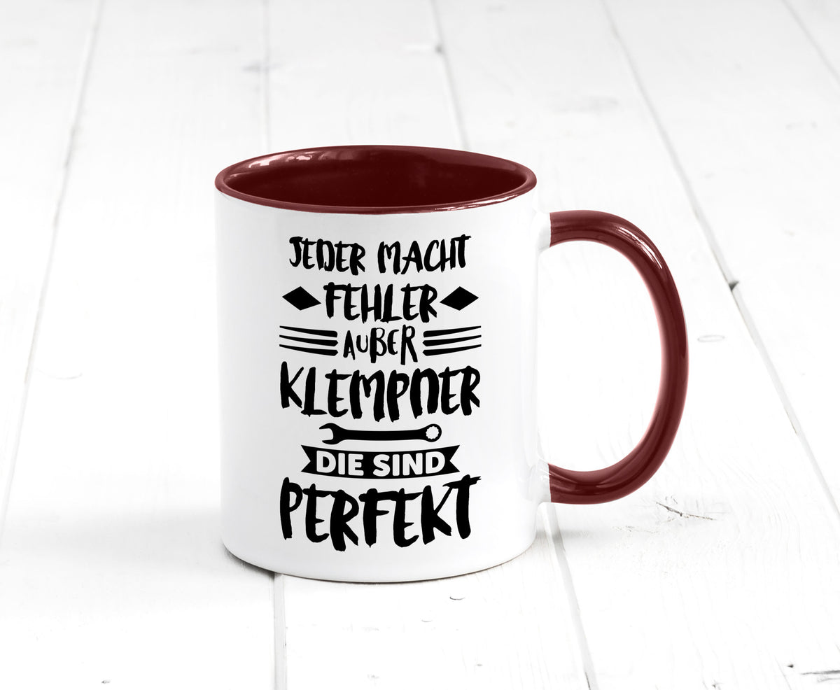 Jeder macht fehler nur Klempner sind Perfekt Humor Geschenkidee Tasse