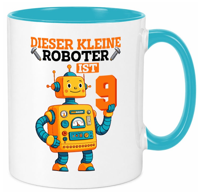 9. Geburtstag | 9 Jahre Roboter Junge lustig Geschenkidee Geschenk Tasse