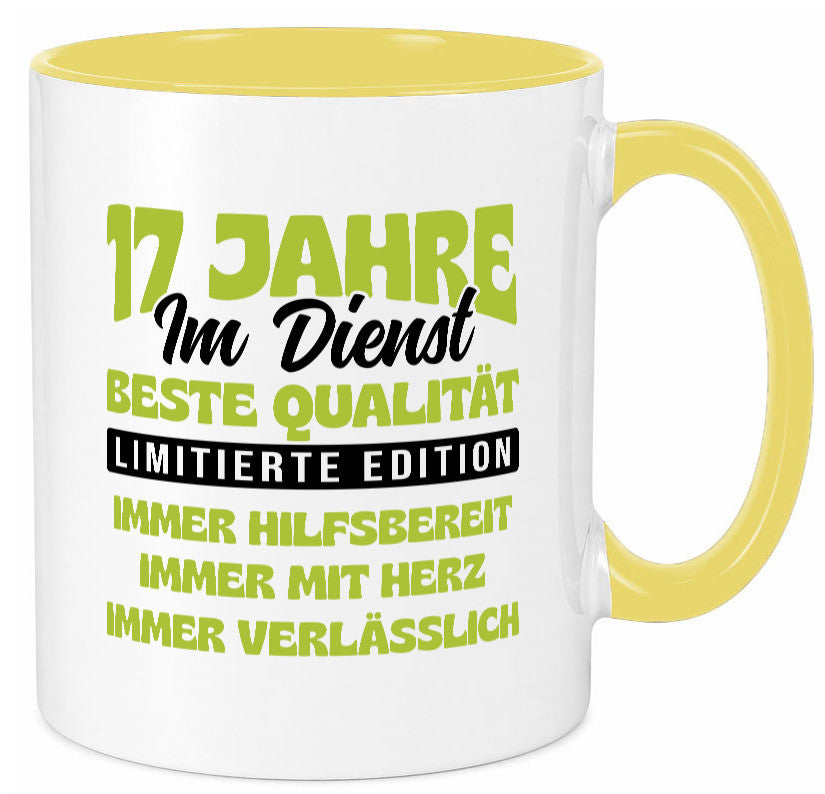 17 Jahre im Dienst | Jubiläum Arbeit v4 Geschenk Kollegen Büro lustiger Spruch Tasse