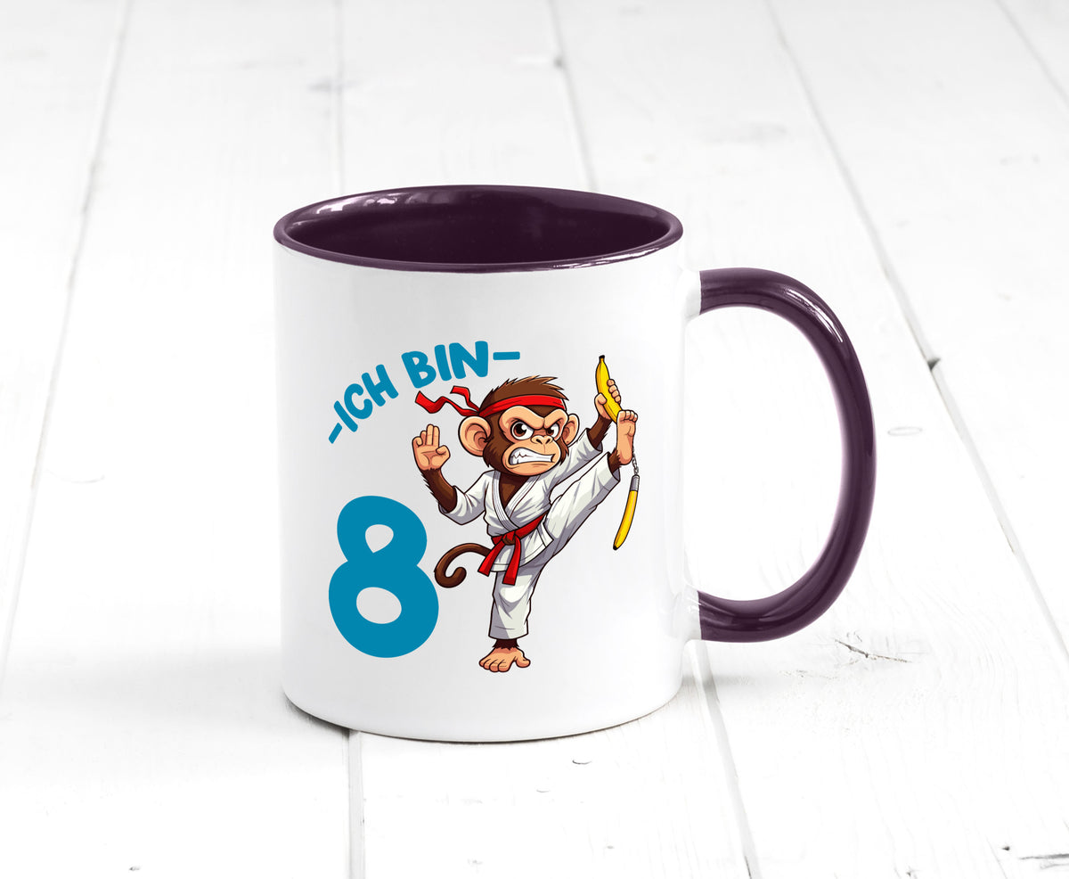 Ich bin 8 | 8. Geburtstag Karate Kampfsport Affe lustiger Spruch Geschenk Tasse