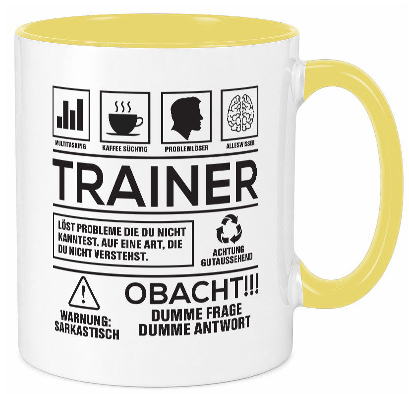 Achtung Probleme Trainer | Verein Sport lustig Humor Geschenkidee Geschenk Tasse