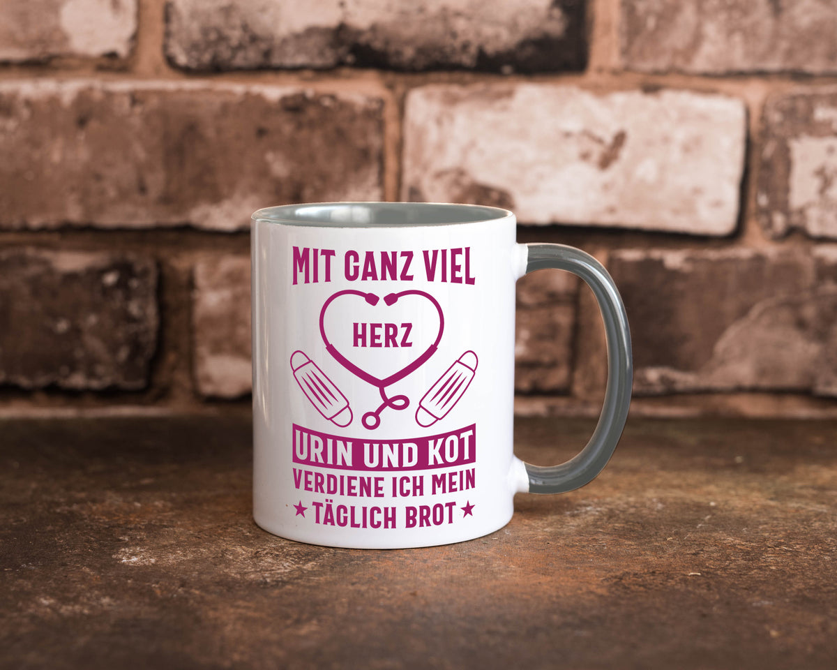 Herz, Urin, Kot, damit verdien ich mein Brot | Stethoskop Geschenk Humor Tasse