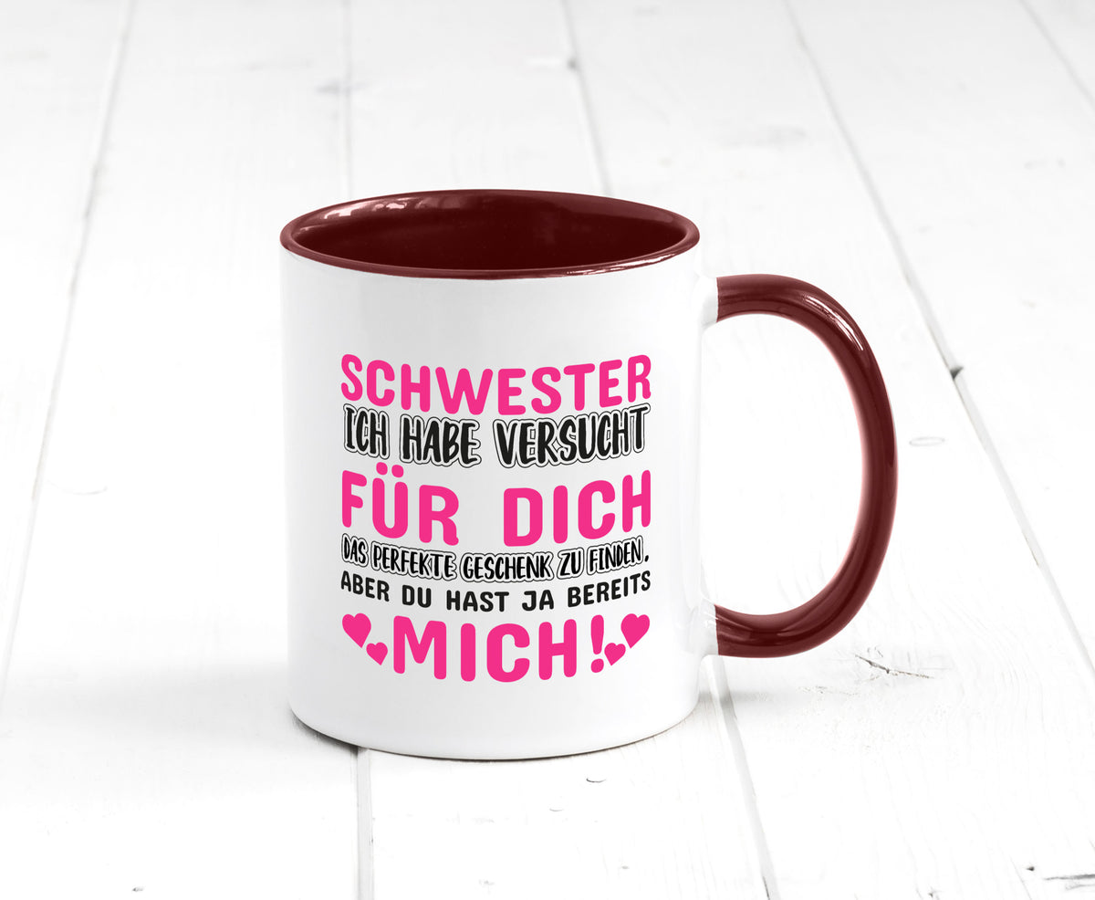 Schwester Tasse | lustiger Spruch Geschwisterliebe v2 Humor Geschenkidee