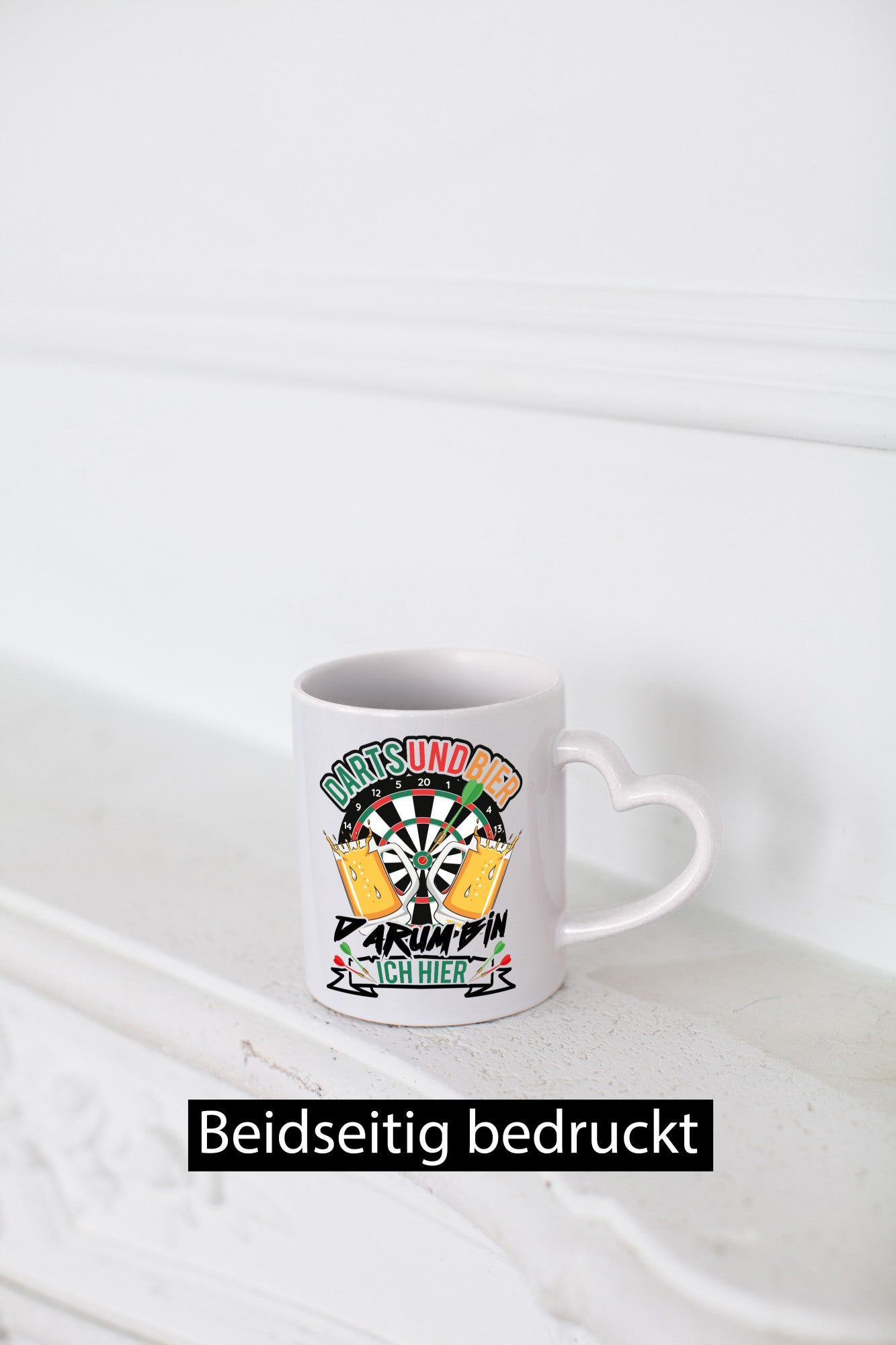 Dart und bier darum bin ich hier | Geschenkidee Humor Tasse