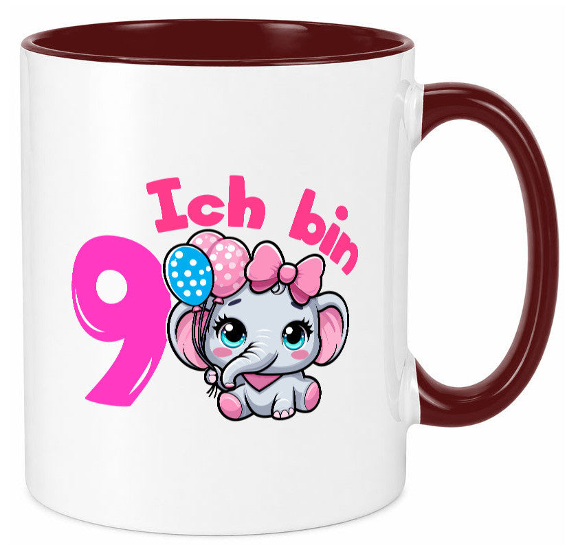 9. Geburtstag | 9 Jahre Elefant Mädchen Geschenk Geschenkidee lustiger Spruch Tasse