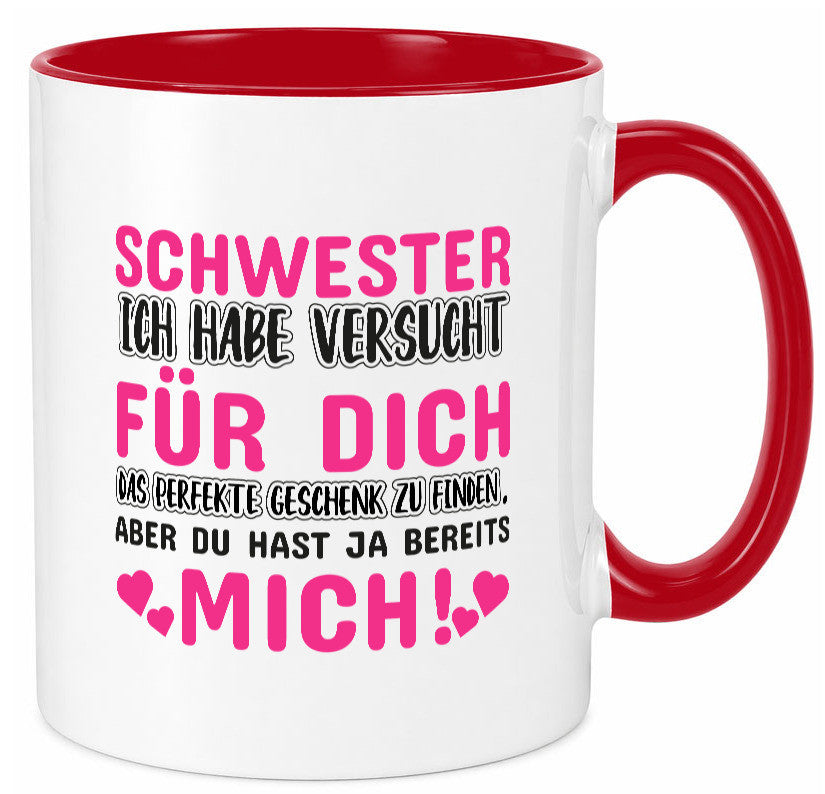 Schwester Tasse | lustiger Spruch Geschwisterliebe v2 Humor Geschenkidee
