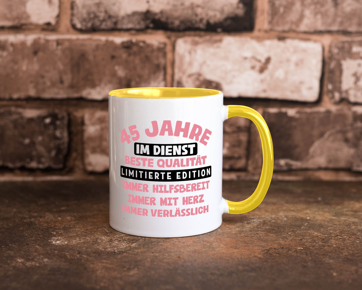 45 Jahre im Dienst | Jubiläum Arbeit v11 Geschenk Kollegen Büro lustiger Spruch Tasse