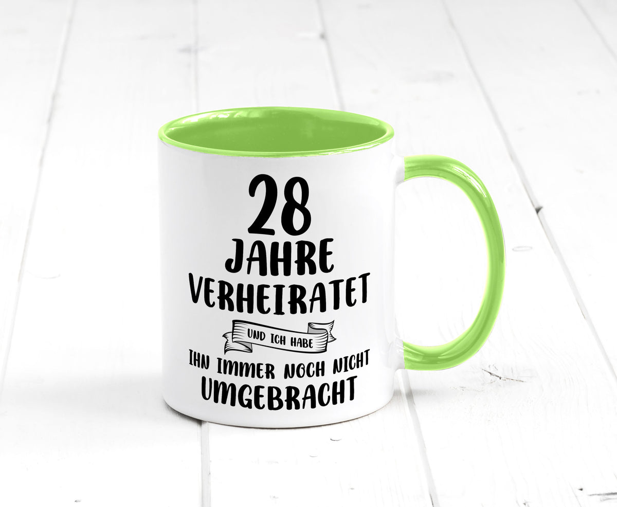 28 Jahre Verheiratet, immer noch am Leben! Geschenkidee Humor Tasse