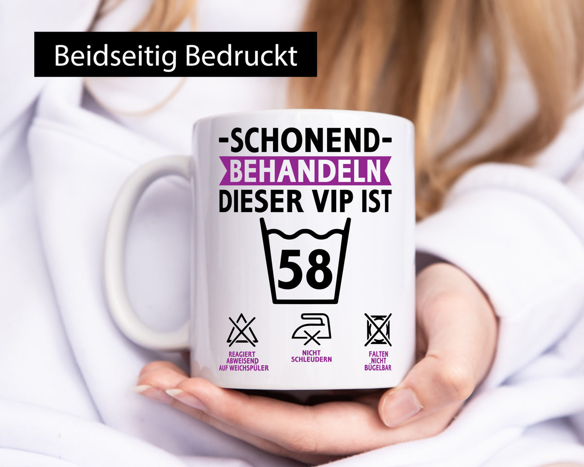 58 Geburtstag | schonend behandeln Jahre v2 lustiger Spruch Geschenk Tasse