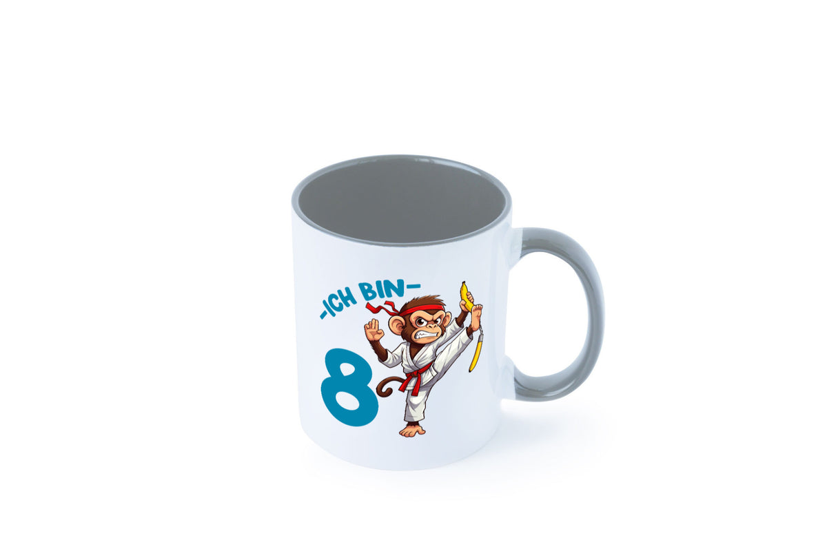 Ich bin 8 | 8. Geburtstag Karate Kampfsport Affe lustiger Spruch Geschenk Tasse