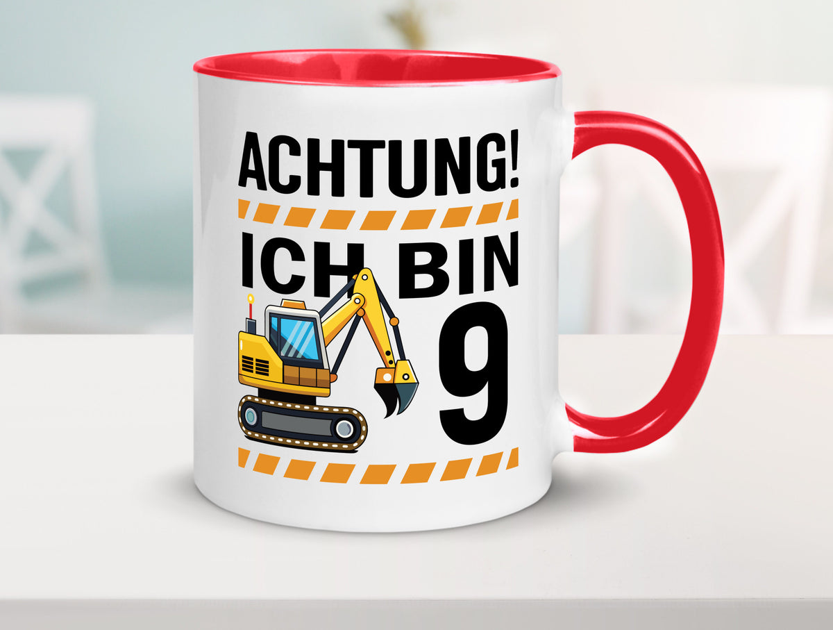 9 Geburtstag Ich bin | Bagger Junge lustiger Spruch Geschenk Geschenkidee Tasse