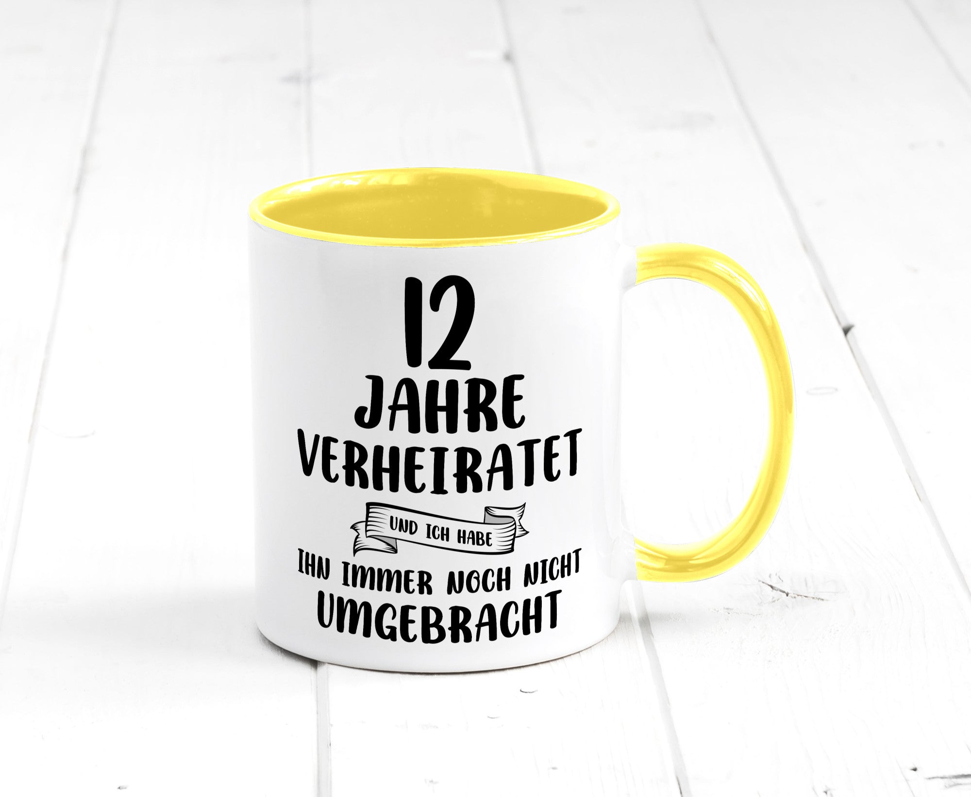 12 Jahre Verheiratet, immer noch am Leben! Geschenkidee Humor Tasse