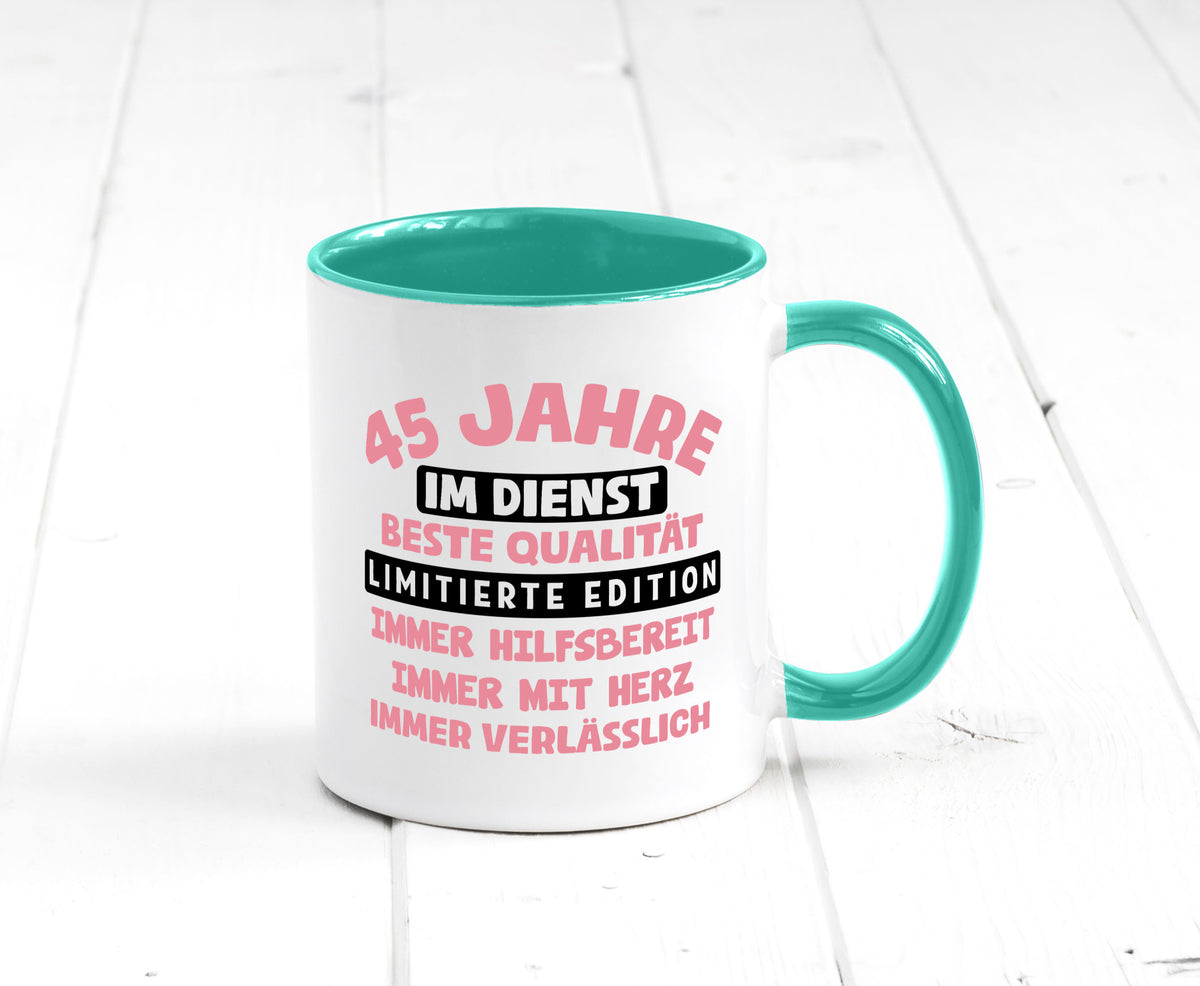 45 Jahre im Dienst | Jubiläum Arbeit v11 Geschenk Kollegen Büro lustiger Spruch Tasse