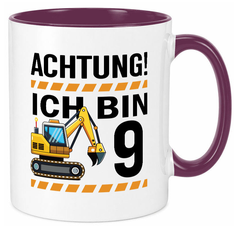 9 Geburtstag Ich bin | Bagger Junge lustiger Spruch Geschenk Geschenkidee Tasse