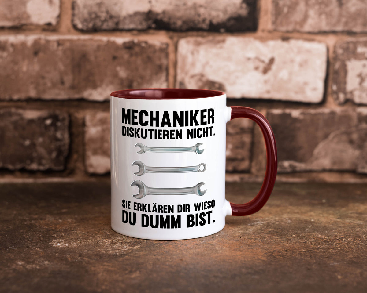 Mechaniker Diskutieren nicht sie erklären nur wieso Geschenkidee Tierliebhaber Tasse