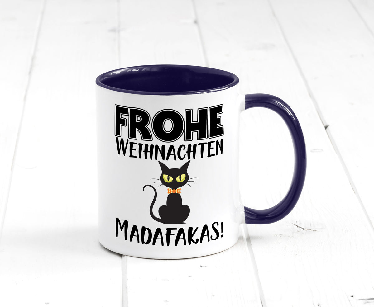 Frohe Weihnachten Madafakas! | Katze Tasse Vintage lustiger Spruch Geschenk