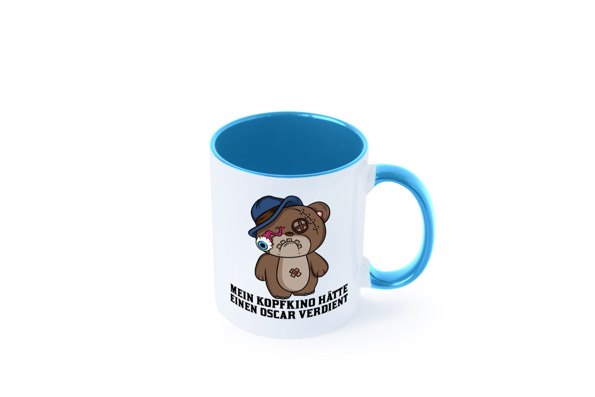 Mein Kopfkino hätte Oscar verdient | kaputter Bär Comic lustiger Spruch Tasse