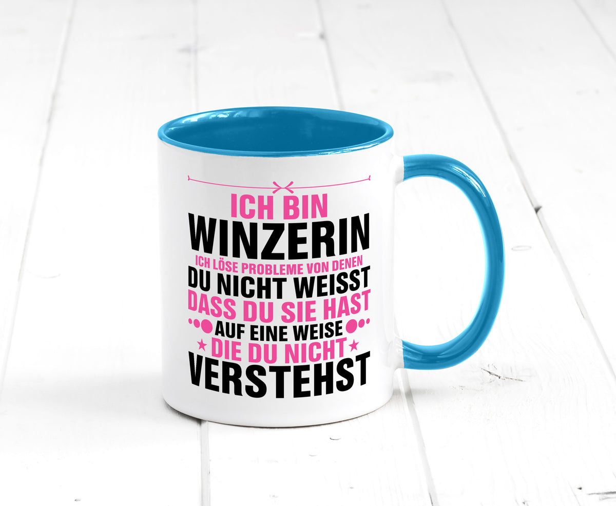 Löse Probleme: Winzerin | Weinbauer Wein Humor Geschenkidee Tasse