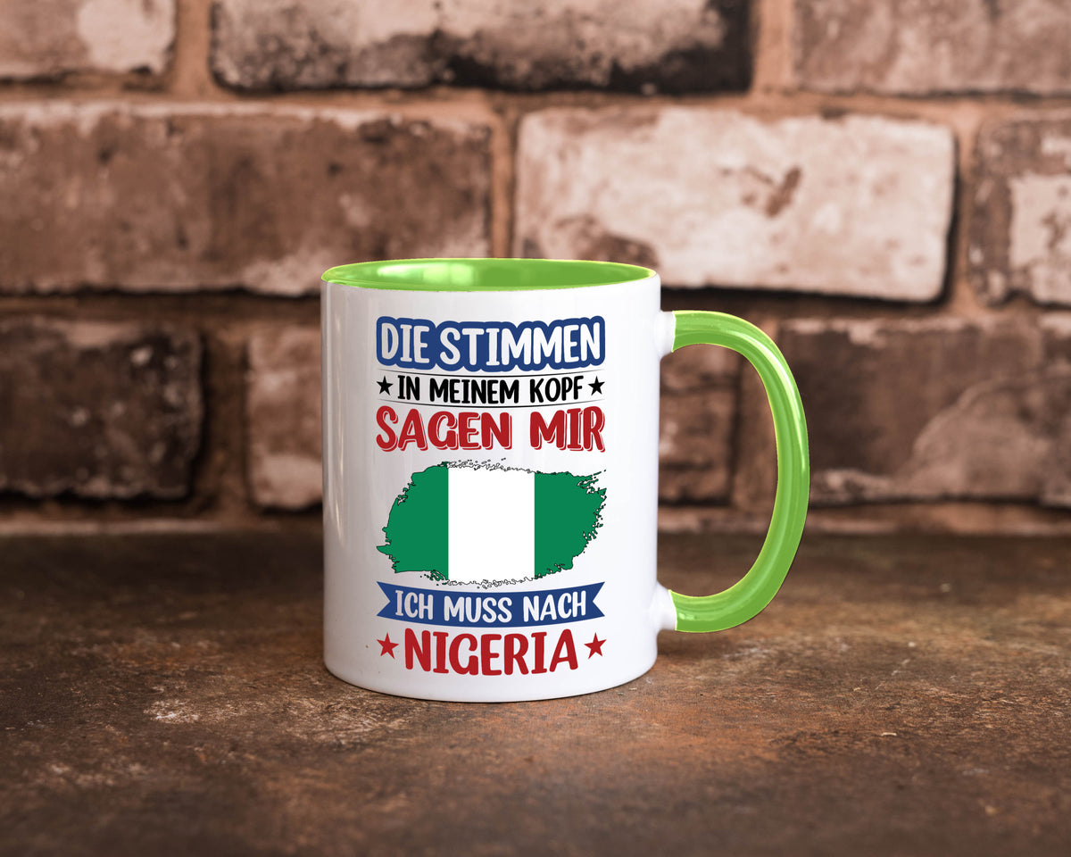 Nigeria | Urlaub Stimmen in meinem Kopf Traumland Geschenk Humor Geschenkidee Tasse