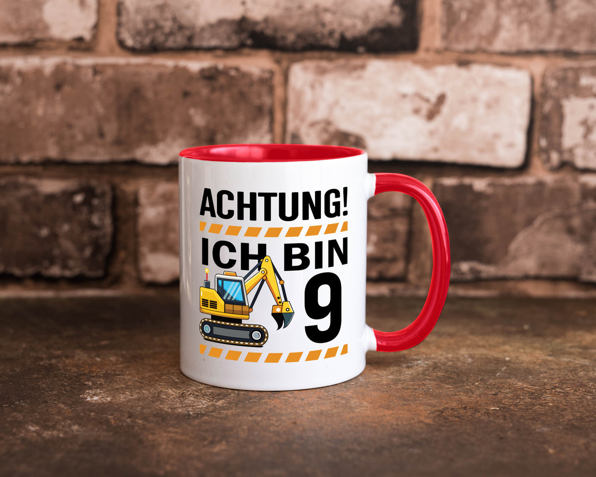 9 Geburtstag Ich bin | Bagger Junge lustiger Spruch Geschenk Geschenkidee Tasse