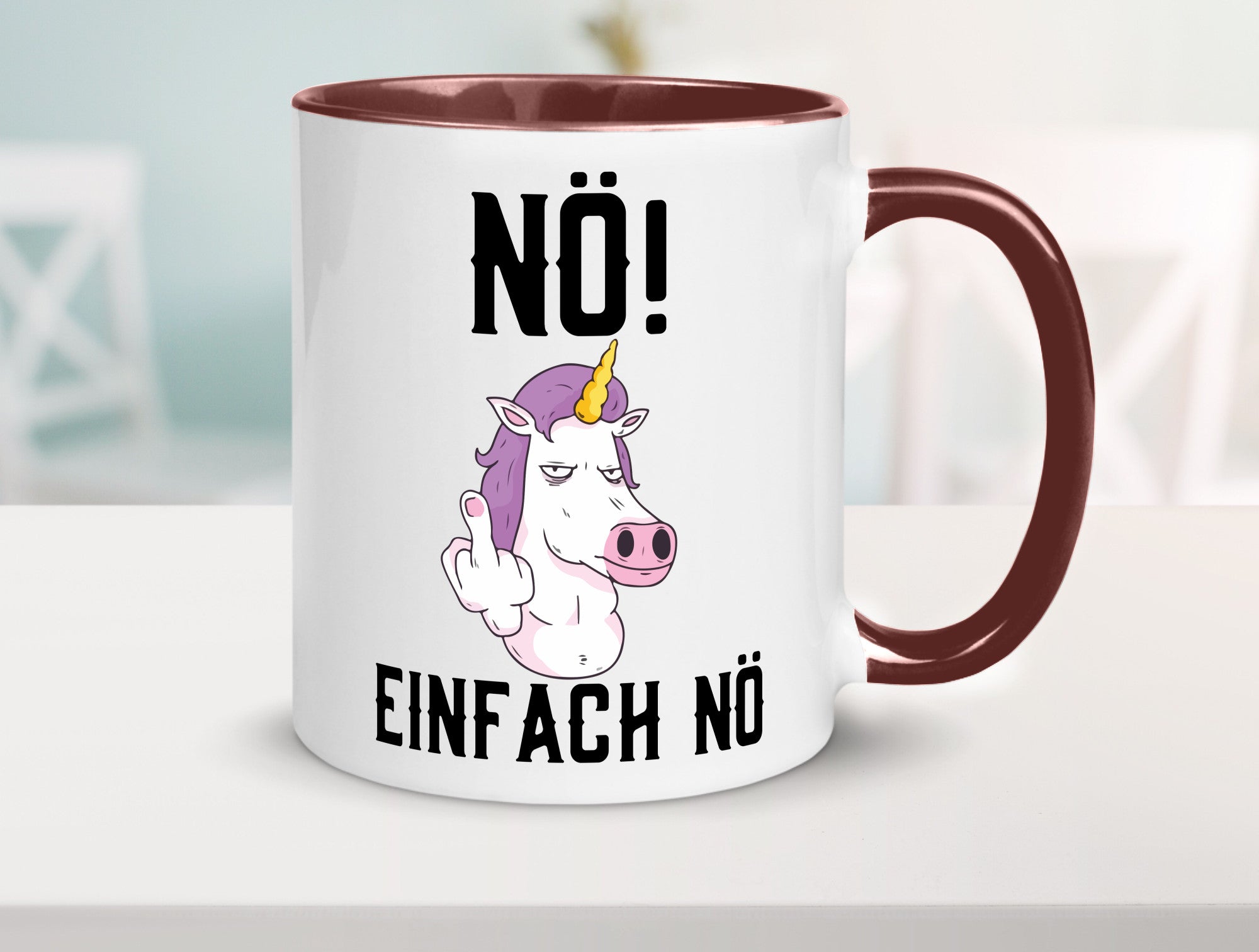 Einfach Nö | Keinen Bock Einhorn Mittelfinger Comic Geschenkidee Humor Tasse