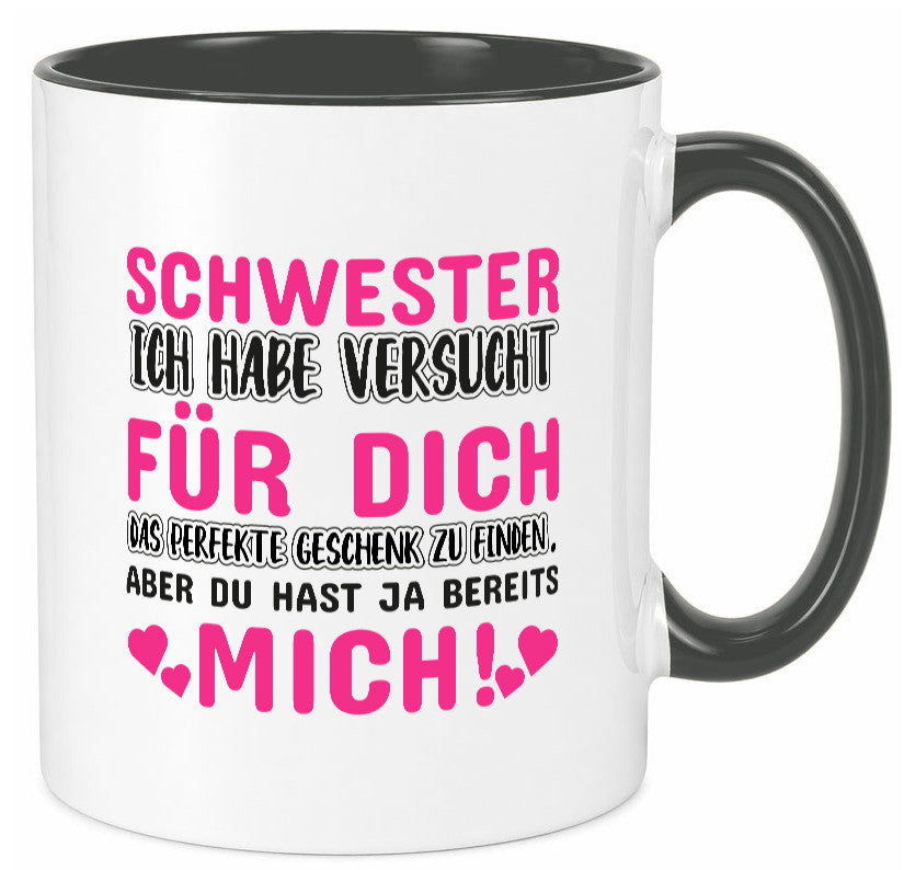 Schwester Tasse | lustiger Spruch Geschwisterliebe v2 Humor Geschenkidee